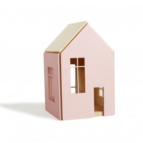 Construction & Imaginary Play Pink Wooden Dollhouse w Magnets (size L)