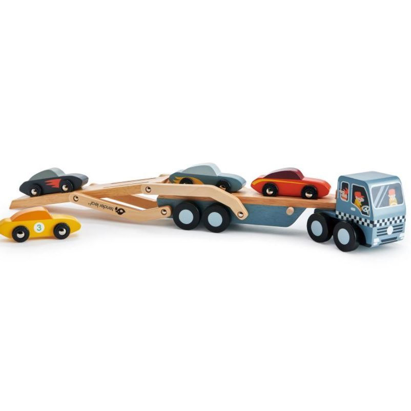 Ξύλινα Παιχνίδια Ξύλινο φορτηγό μεταφοράς αυτοκινήτων 2