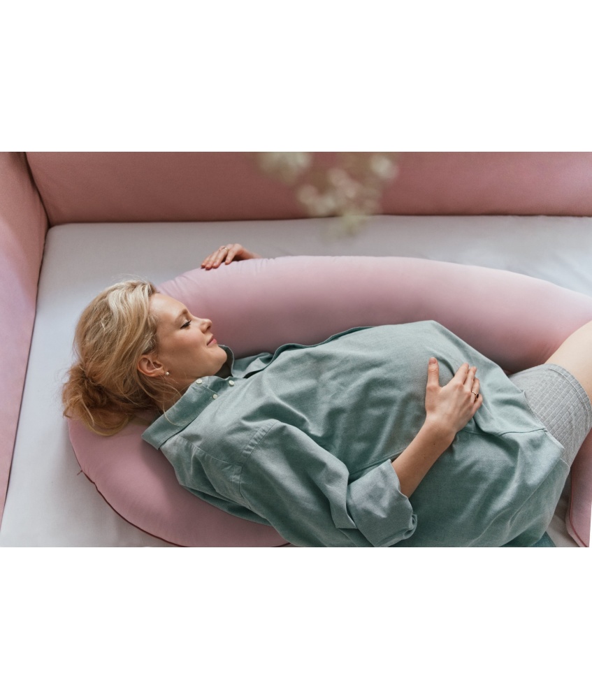 Βρεφικά Μαξιλάρι εγκυμοσύνης από οργανικό βαμβάκι, απαλό ροζ (peony) 4