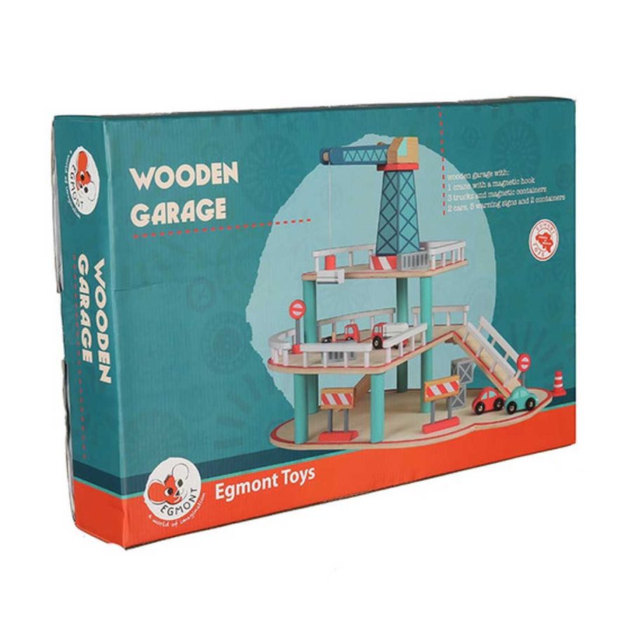 Ξύλινα Παιχνίδια Ξύλινο Γκαράζ με Αυτοκίνητα & Γερανό, Egmont Toys 3