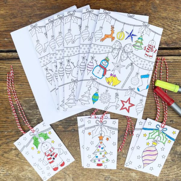 Arts & Crafts Colour-in Christmas cards & gift tags