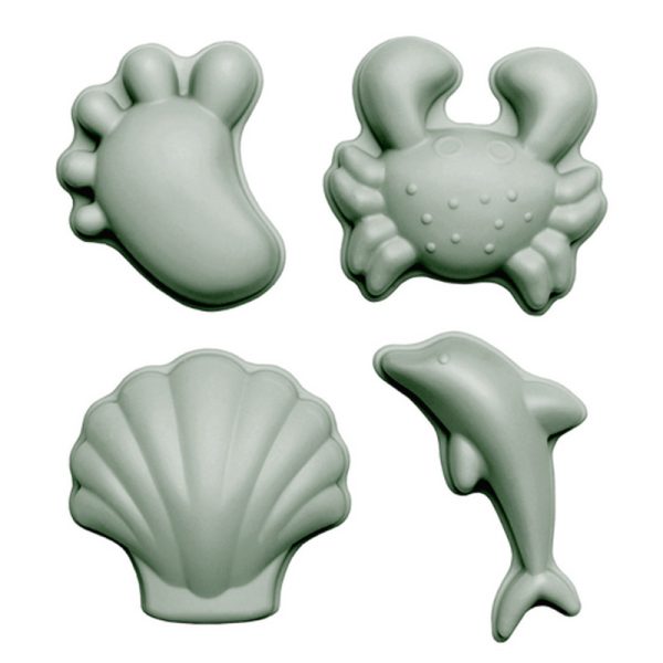 Beach Toys Scrunch Sand Moulds, Set of 4 – Sage Green
